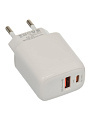 Сетевое зарядное устройство Red Line, NQC-13, 3 А, USB + Type-C, PD 20 Вт, белое, УТ000036039