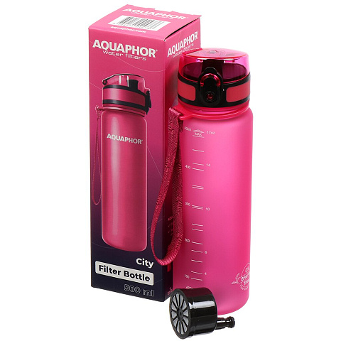Фильтр-бутылка Аквафор, для холодной воды, 0.5 л, розовый, 507881