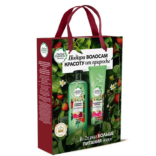 Набор подарочный для женщин, Herbal Essences, Клубника и мята, шампунь, 400 мл + бальзам, 180 мл