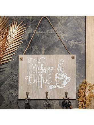 Ключница 30х24х0.9 см, МДФ, 3 крючка, на декоративном панно, Y4-6789