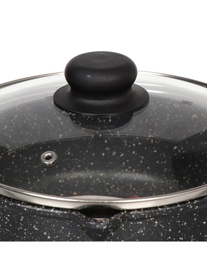 Ковш алюминий, антипригарное покрытие, 2 л, крышка стекло, бакелитовая ручка, Горница, Гранит, кш2011аг