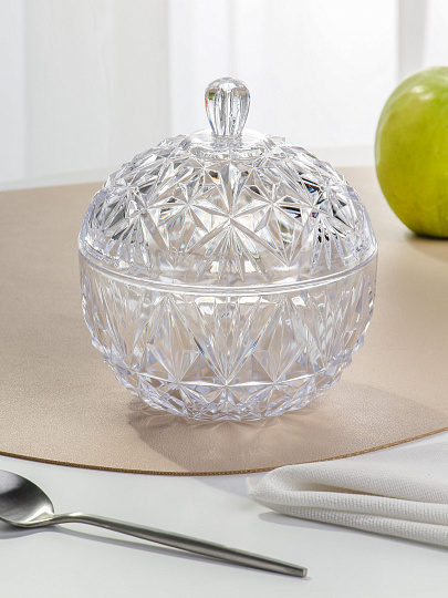 Сахарница 350 мл, пластик, прозрачная, Альтернатива, Шарм, М7333