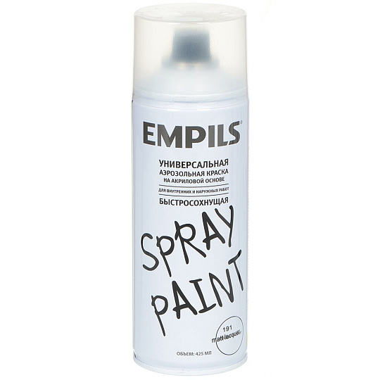 Эмаль аэрозольная, Empils, Spray Paint, универсальная, акриловая, матовая, бесцветная, 425 мл