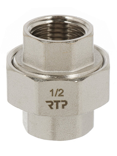 Американка 1/2", г-г, никель, угловая, внутренняя резьба, индивидуальная упаковка, РосТурПласт
