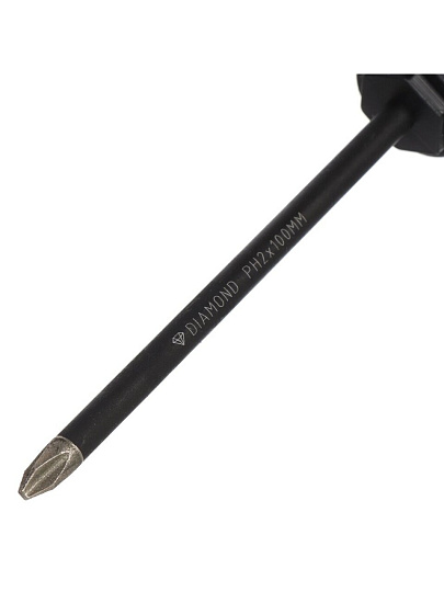 Отвертка крестовая, Hanskonner, PH2, двухкомпонентный, сталь, алмаз. наконеч, твер 59 HRC, HK1040-16-PH2-100