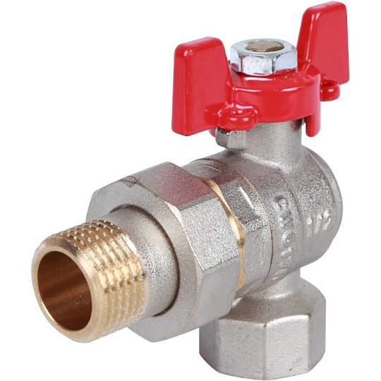 Кран для воды с американкой 1/2'', угловой, ручка-бабочка, Rommer