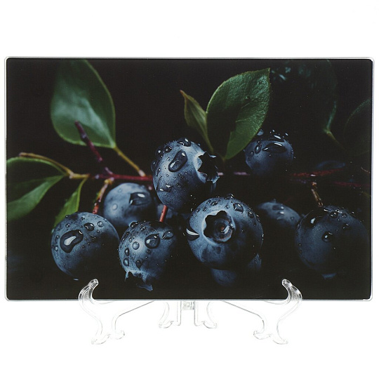 Доска разделочная стекло, 30х20 см, прямоугольная, Daniks, Голубика