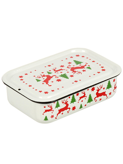 Лоток сталь, эмалированное покрытие, 1.5 л, 22х15х6.5 см, прямоугольный, Керченский металлургический завод, Олени, 42504-082/6