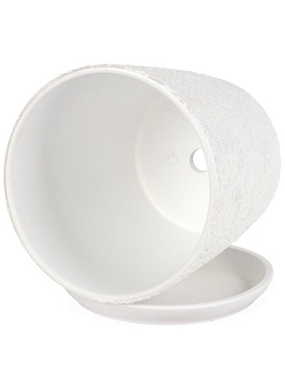 Горшок керамика, 2.6 л, 18х18.5 см, белый, Лава №4, 010280