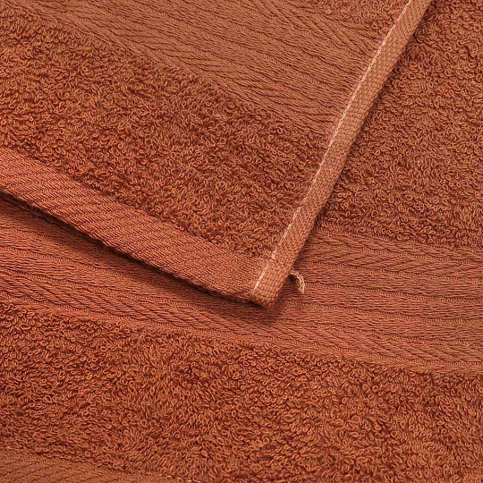 Полотенце кухонное махровое, 35х60 см, Вышневолоцкий текстиль, Жаккардовый бордюр, коричневое, Россия, Ж1-3560.120.375