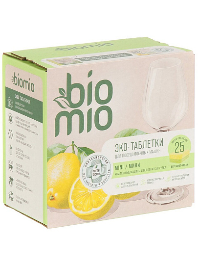 Таблетки для посудомоечной машины BioMio, Бергамота и Юдзу, 25 шт, мини