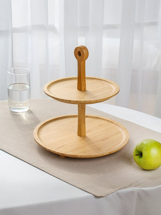 Менажница бамбук, 26x27 см, нет, 2 яруса, Daniks, SR22626B