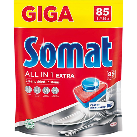 Таблетки для посудомоечной машины Сомат, All in 1 Extra, 85 шт, 1.5 кг
