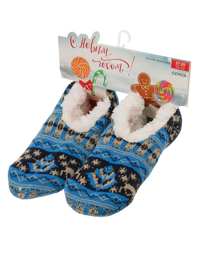 Носки для мужчин, хлопок, Oemen, синий, бежевые, р. 27-29, меховые, PM471