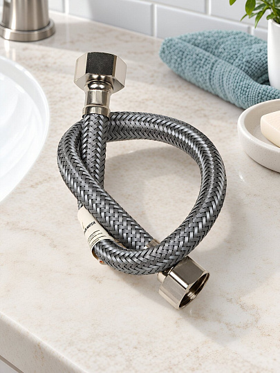 Подводка для воды 1/2"х0.4 м, г-г, сталь, полиамид, AquaLine