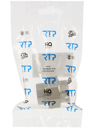 Американка 1/2", г-г, никель, угловая, внутренняя резьба, индивидуальная упаковка, РосТурПласт