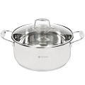 Кастрюля нержавеющая сталь, 4.9 л, с крышкой, крышка стекло, Daniks, Даллас, SD-A89-24C, индукция