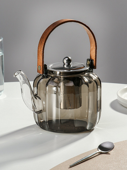 Чайник заварочный стекло, 1.2 л, с ситечком, Barouge, Seven ideas, BF-525