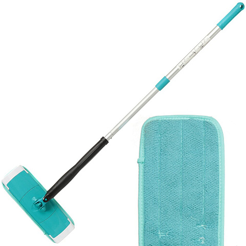 Швабра плоская, микрофибра, 120х34.5х12.5 см, голубая, с отжимом, телескопическая ручка, Марья Искусница, KD-16-F05
