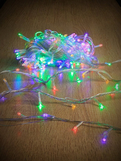 Гирлянда 200 ламп, 10 м, 8 режимов, свет мультиколор, прозрачная, сетевая, Y4-5645