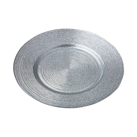 Тарелка обеденная, стекло, 21 см, круглая, Miracle Silver Shiny, Akcam, 339-079