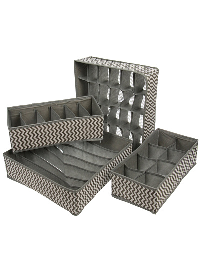 Набор кофров д/хранен, 4 шт (32*16*10-2; 32*32*10-2), сер волна, A190054