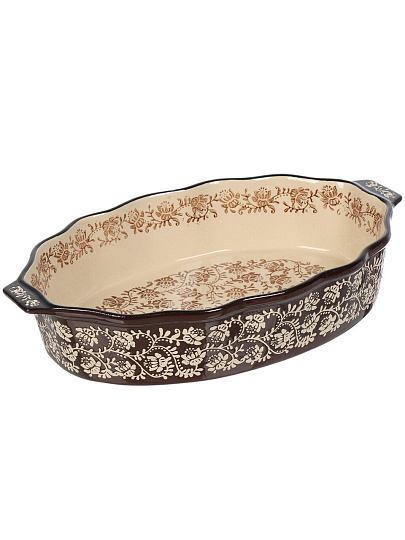 Форма для запекания керамика, 39.7х25.2х7.7 см, 3.2 л, фигурная, Ветви на шоколадном, Y6-10306