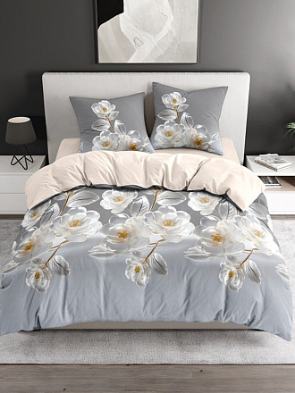 Постельное белье евро, простыня 215х240 см, 2 наволочки 70х70 см, 220 х 215 см, Bravo, поплин, Дульси