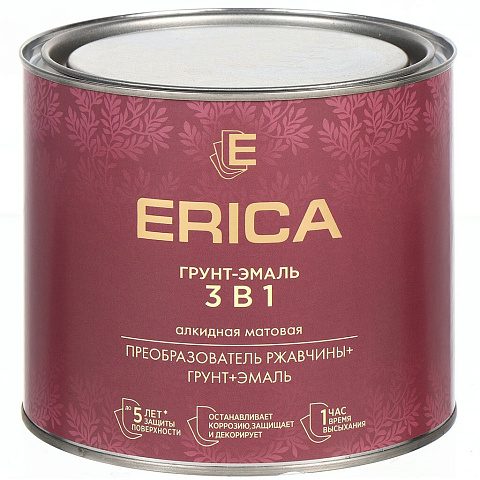 Грунт-эмаль Erica, по ржавчине, алкидная, серая, 1.8 кг