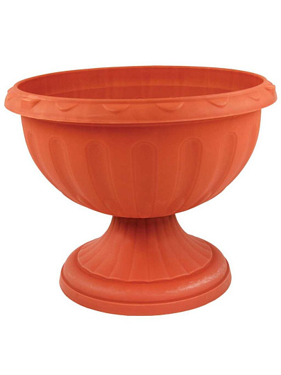 Вазон для цветов пластик, 8 л, d32х23 см, на низкой ножке, коричневый, Альтернатива, Джулия, М1555