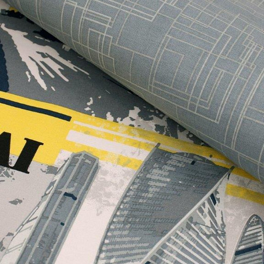 Постельное белье 2-спальное, простыня 215х220 см, 2 наволочки 70х70 см, пододеяльник 175х215 см, Bravo, поплин, коллекция Big City, 4664-1+4664а-1