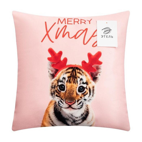 Наволочка декоративная Этель, Merry X-mas, велюр, 100% полиэстер, 40 х 40 см, 5751312