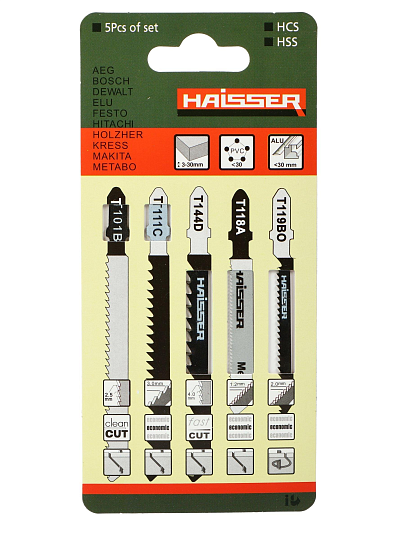 Набор пилок для электролобзика, Haisser, по дереву, металлу, 5 шт, HS118300