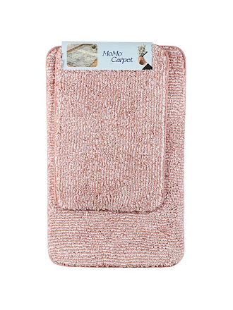 Набор ковриков для ванной и туалета, антискользящий, 2 шт, 0.4х0.6, 0.5х0.8 м, полиэстер, розовый, Снежинка, A090014