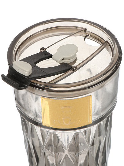 Стакан 450 мл, стекло, Smoke, с трубочкой, B060525