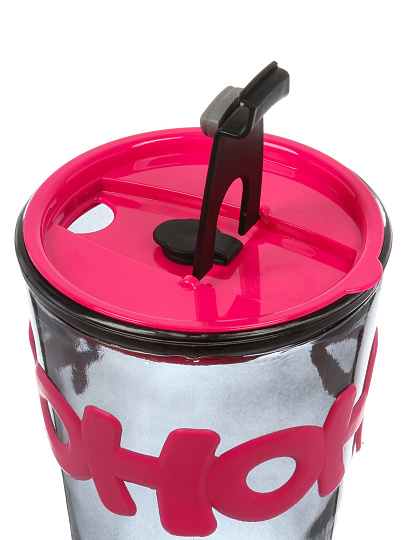 Стакан 450 мл, стекло, Пинк, с трубочкой, B060521