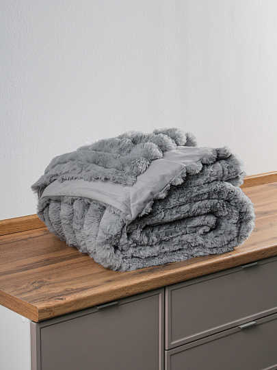 Покрывало евро, 240х260см, 100%пэ, верх ткань 460гр, вниз ткань 200гр, Silvano, Кролик, граф