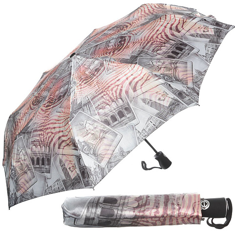 Зонт для женщин, суперавтомат, 3 сложения, Wrapper Rain, фотосатин, в ассортименте, 390844