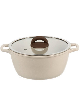 Кастрюля алюминий, антипригарное покрытие, 4 л, крышка стекло, Гурман, Pollen light, ГМк403 ПЛИ, индукция