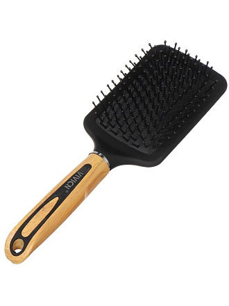 Расческа массажная, 25 х 7.5 см, пластик, деревянная ручка, квадратная, Y445