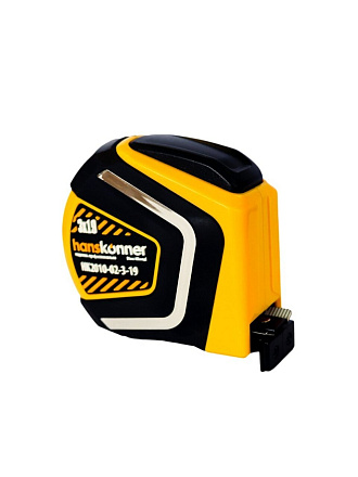 Рулетка 3 м, пластик, обрезиненная, магнитный, металл, 19 мм, автостоп, Hanskonner, HK2010-02-3-19