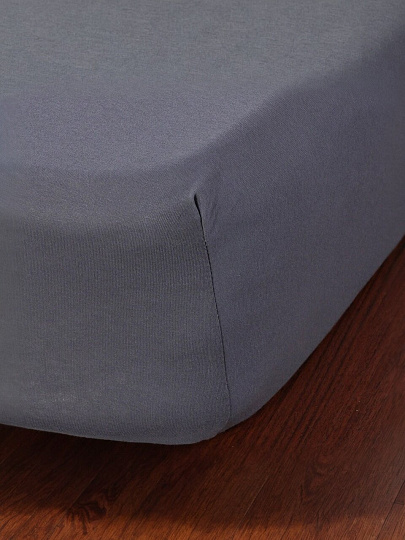 Простыня евро, 180х200х20 см, 100% хлопок, трикотаж, 120 г/м2, на резинке, Silvano, Графит, ПТр180*200