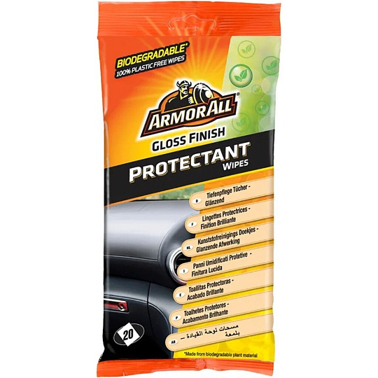 Салфетки влажные автомобильные для приборной панели, 20 шт, глянцевый эффект, ArmorAll, E301925000