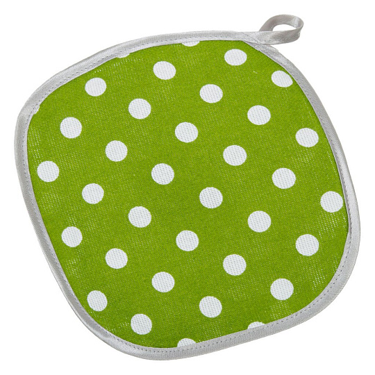 Прихватка 18х18 см, рогожка, 100% хлопок, Текстильная лавка, Крупный горох зеленый, 30098/1