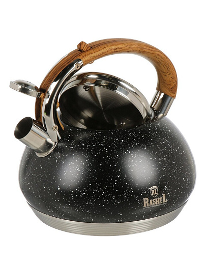 Чайник нержавеющая сталь, 3 л, со свистком, глянец, RasheL, индукция, черный, М-7908