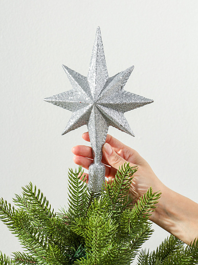 Верхушка на елку Звезда, серебряная, 25х16.5 см, SYSDX332159S