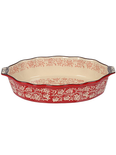 Форма для запекания керамика, 34.7х22.5х7 см, 2.2 л, фигурная, Ветви на красном, Y6-10302