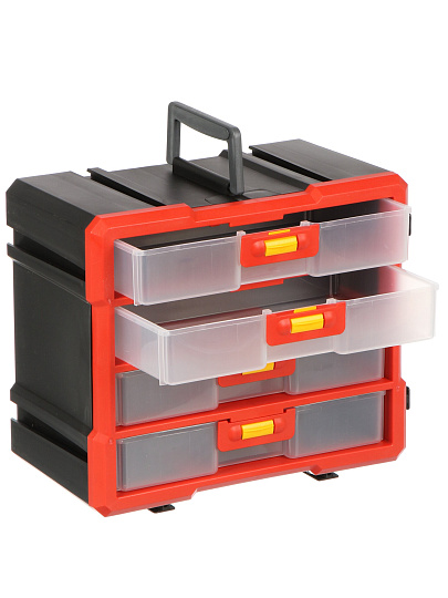 Ящик-органайзер для инструмента, 30х25х16 см, пластик, Bartex, 4 лотка, 27803550362