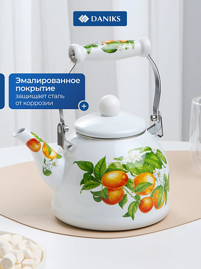 Чайник сталь, эмалированное покрытие, 2 л, Daniks, Mandarin, индукция