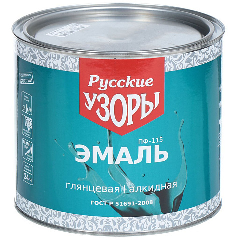Эмаль Русские узоры, ПФ-115, алкидная, глянцевая, салатовая, 1.9 кг